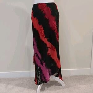 Y2K Silk Sheer Burnout Womens M Midi Skirt Gothic Romantic Fairy